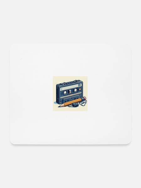 Bleistift und Kassette - Mousepad (Querformat) - Weiß