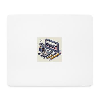 Kassettenrekorder und Stift - Mousepad (Querformat) - Weiß - Vorne