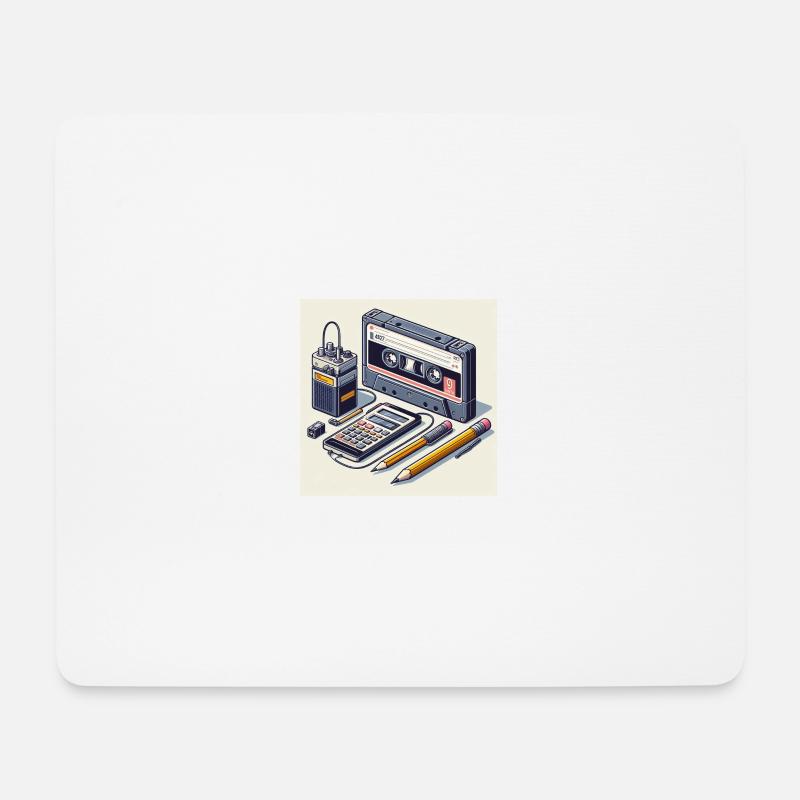 Kassettenrekorder und Stift - Mousepad (Querformat) - Weiß
