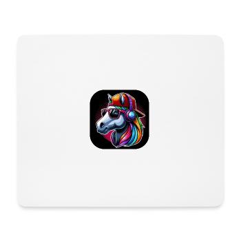 Pferd Rapper Kopf mit Cap Kopfhörer Sonnenbrille - Mousepad (Querformat) - Weiß - Vorne