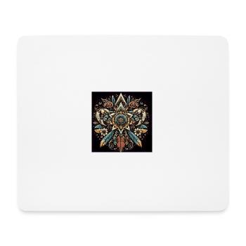 Mandala with flowers and feathers - Mouse Pad (horizontal) - white - Front
