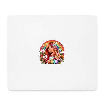 Mädchen zeigt Friedenszeichen - Mousepad (Querformat) - Weiß - Vorne