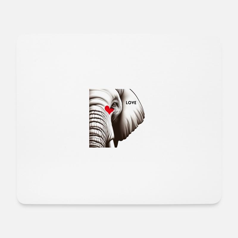 Elefant Love - Mousepad (Querformat) - Weiß
