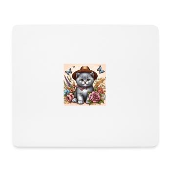 Cowboy Katze Britisch Kurzhaar - Mousepad (Querformat) - Weiß - Vorne