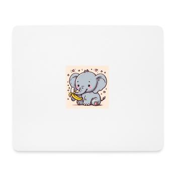 Elefantenbaby mit Banane - Mousepad (Querformat) - Weiß - Vorne