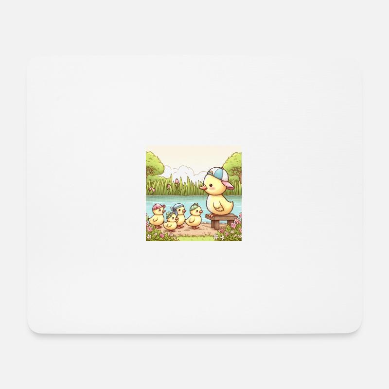Süße Enten Familie am Teich - Mousepad (Querformat) - Weiß