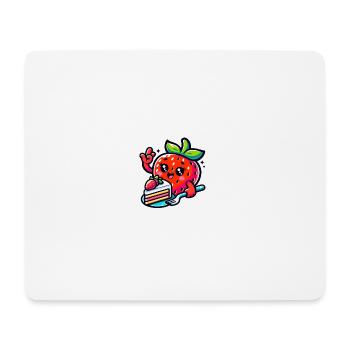 La fraise mange le gâteau - Tapis de souris (format paysage) - blanc - Devant