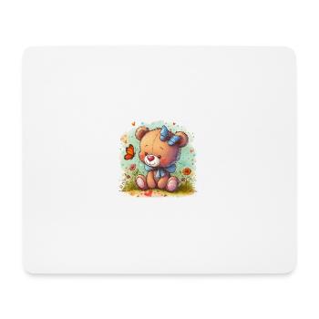 Ours avec papillon - Tapis de souris (format paysage) - blanc - Devant