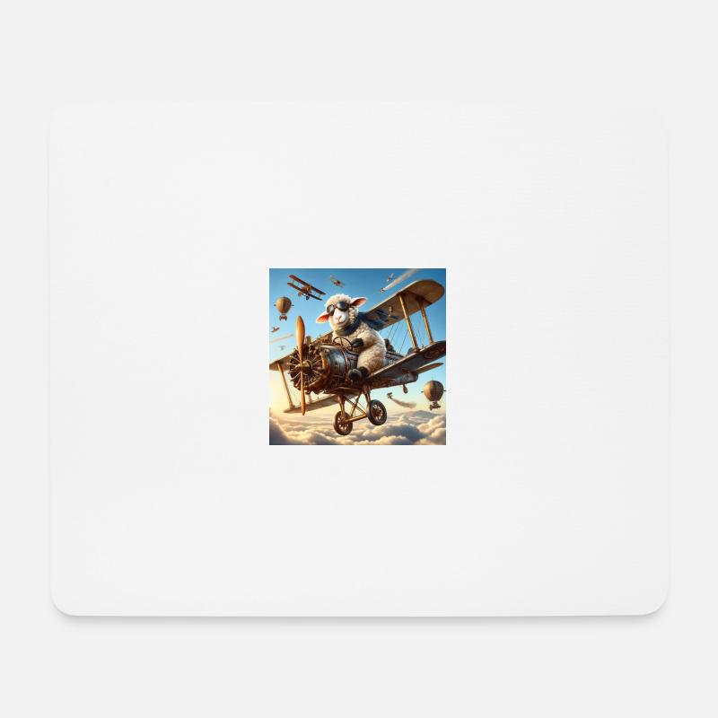 🛩️ Fliege hoch mit unserer Pilotenschaf - Mousepad (Querformat) - Weiß
