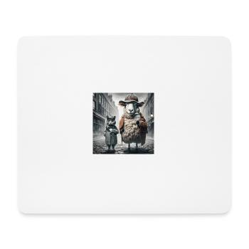 🕵️‍♂️ Detektiv-Schaf und Katzen-Watson🐑🔍🐱 - Mousepad (Querformat) - Weiß - Vorne