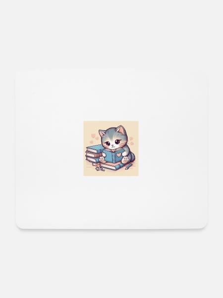 Cat with books - Mouse Pad (horizontal) - white