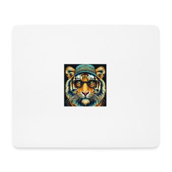 Tiger Kopf mit Brille Nerd - Mousepad (Querformat) - Weiß - Vorne