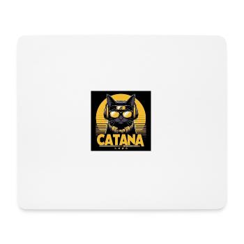 CATANA: Chat noir à lunettes. - Tapis de souris (format paysage) - blanc - Devant