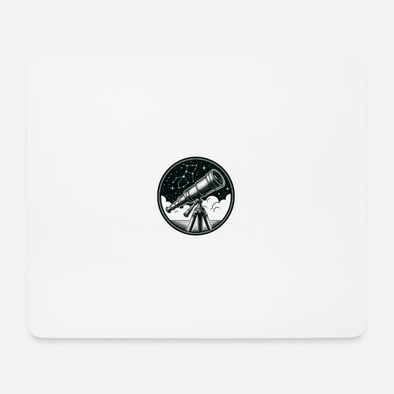 Teleskop vor Nachthimmel - Mousepad (Querformat) - Weiß