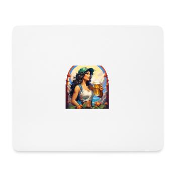 Woman Beer Funny Illustration - Mouse Pad (horizontal) - white - Front