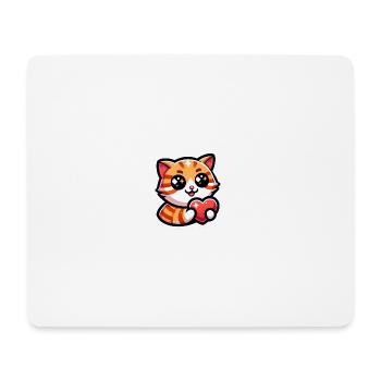 Süße Katze mit Herz in den Pfoten - Mousepad (Querformat) - Weiß - Vorne