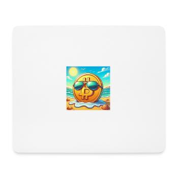 Ein cooler Bitcoin chillt am Strand. - Mousepad (Querformat) - Weiß - Vorne