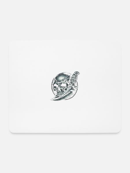 Ewiger Verteidiger: Totenkopf mit graviertem Messer - Mousepad (Querformat) - Weiß