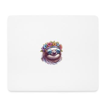 Faultier Hippie - Mousepad (Querformat) - Weiß - Vorne