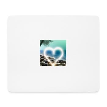 Coeur sur la plage de galets - Tapis de souris (format paysage) - blanc - Devant