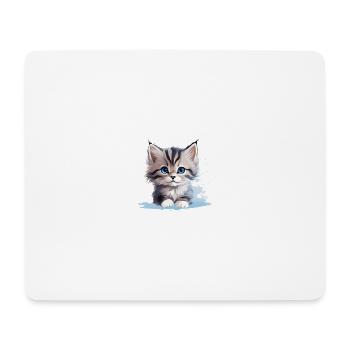 Beau chat aux yeux bleus couché - Tapis de souris (format paysage) - blanc - Devant