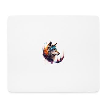 Wolfsglanz: Majestätischer Wolfskopf - Mousepad (Querformat) - Weiß - Vorne