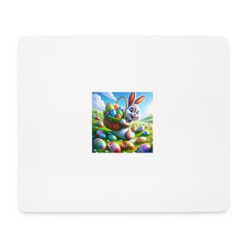 ein fröhlicher osterhase auf einer grüner Wiese - Mousepad (Querformat) - Weiß - Vorne