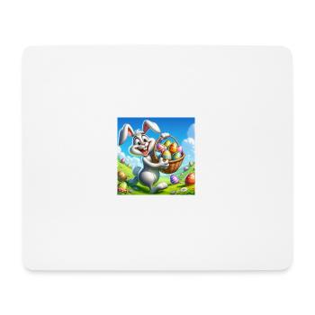 ein fröhlicher osterhase auf einer grüner Wiese - Mousepad (Querformat) - Weiß - Vorne