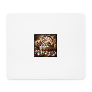 ein süßer hase in einem Korb - Mousepad (Querformat) - Weiß - Vorne