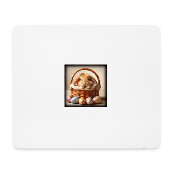 Un lapin mignon dans un panier - Tapis de souris (format paysage) - blanc - Devant