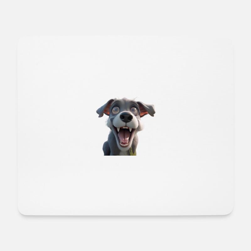 Aufgeregter Cartoon-Welpe - Mousepad (Querformat) - Weiß