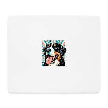 Bernese Dog Risography Vector Style - Mouse Pad (horizontal) - white - Front