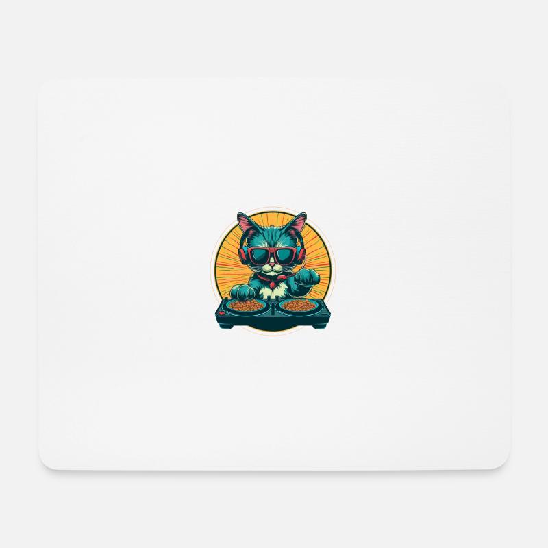 DJ Cat Kroketten Mix - Mousepad (Querformat) - Weiß