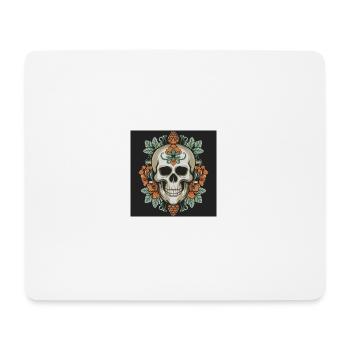 Crâne avec des roses - Tapis de souris (format paysage) - blanc - Devant