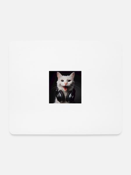 Musik Katze 4 - Mousepad (Querformat) - Weiß
