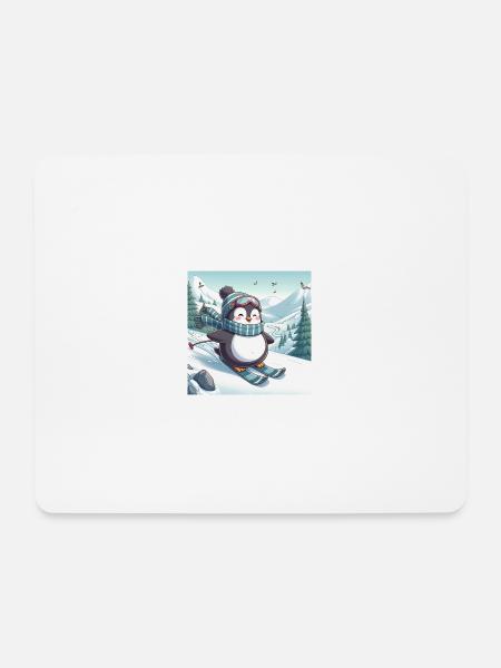 Ski Pinguin - Mousepad (Querformat) - Weiß