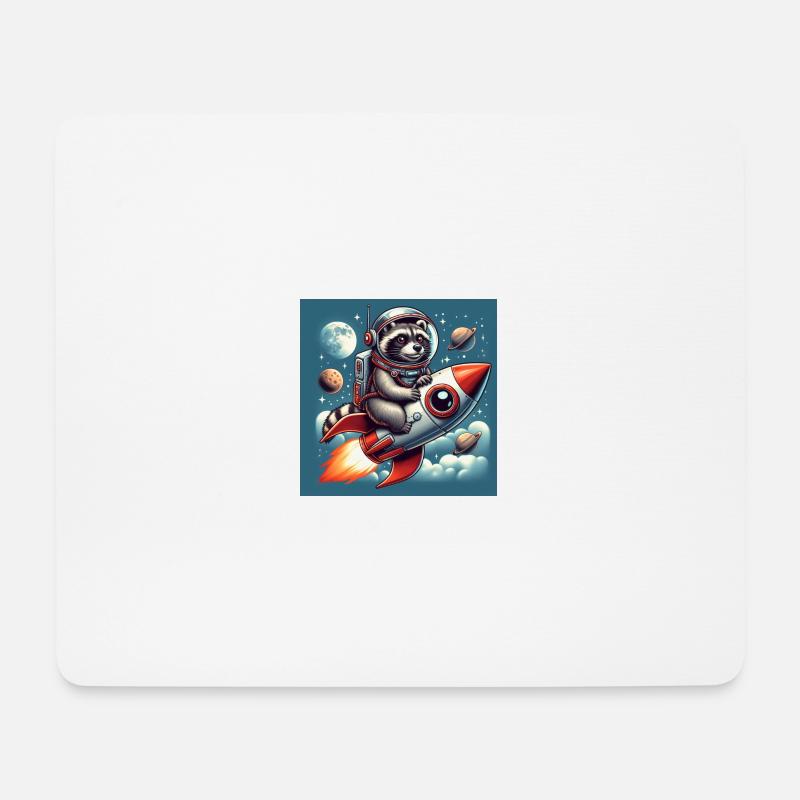 Raketen Waschbär - Mousepad (Querformat) - Weiß
