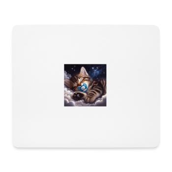 Niedliches Kätzchen, das mit ihrem Schnuller schläft. - Mousepad (Querformat) - Weiß - Vorne