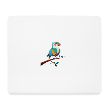 Illustration of a parrot on a branch - Mouse Pad (horizontal) - white - Front