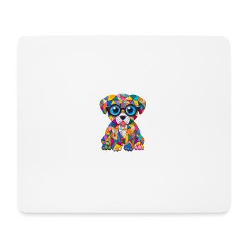 Abstrakter Babyhund mit Brille - Mousepad (Querformat) - Weiß - Vorne