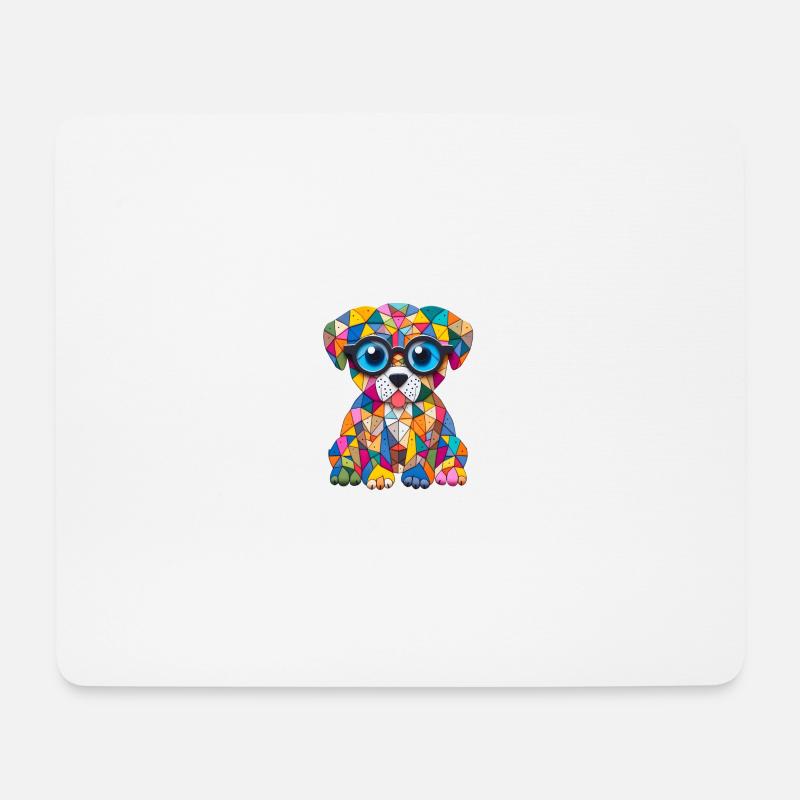 Abstrakter Babyhund mit Brille - Mousepad (Querformat) - Weiß