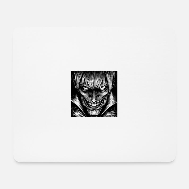 evil anime black & white - Mousepad (Querformat) - Weiß