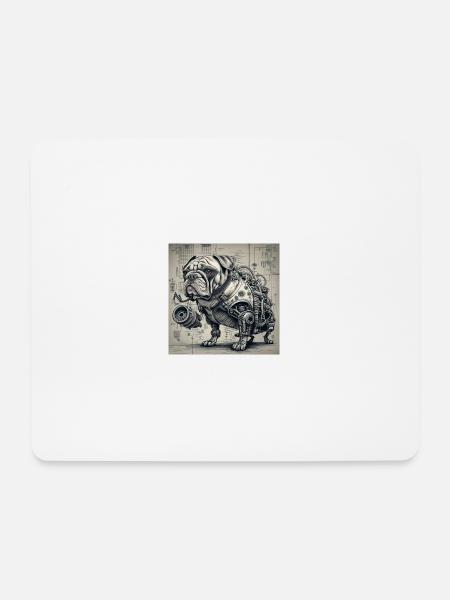 Hund Stil Cyborg Steampunk Cyberpunk Biomec - Mousepad (Querformat) - Weiß