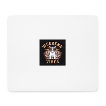 Coole Katzen-Vibes - Mousepad (Querformat) - Weiß - Vorne