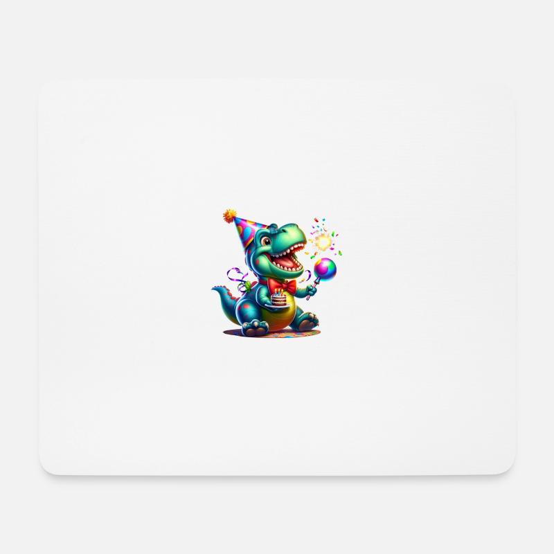 Party Dino - Mousepad (Querformat) - Weiß