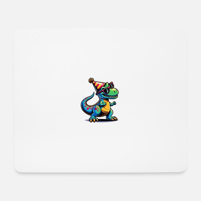 Party Dino - Mousepad (Querformat) - Weiß