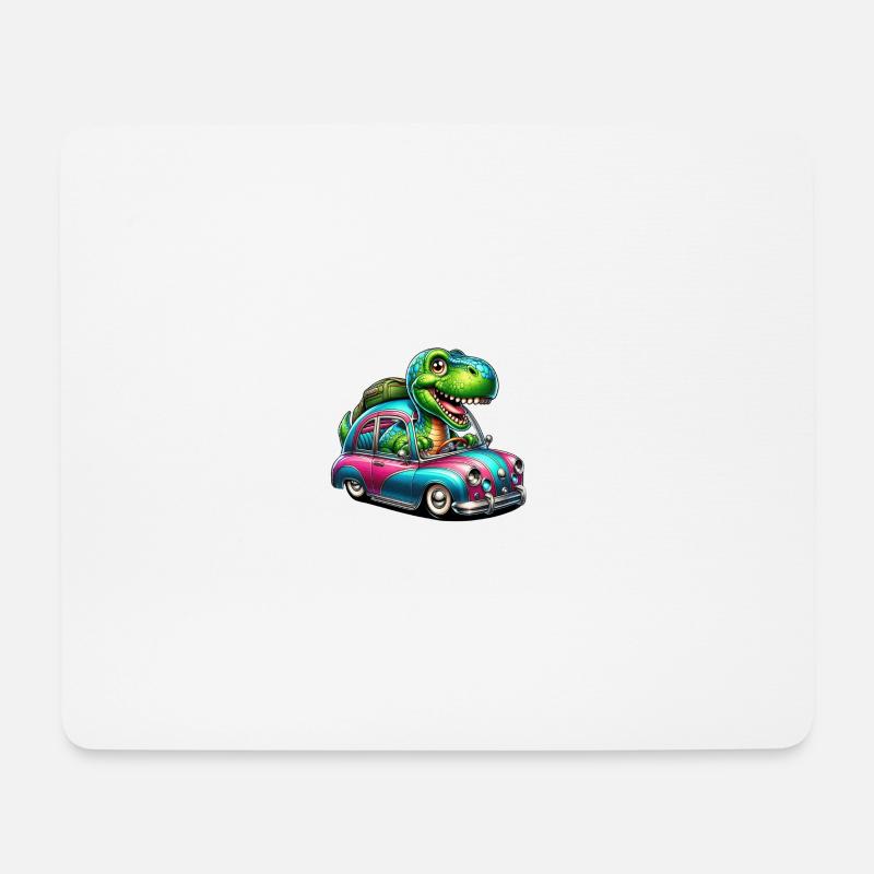 Auto Dino - Mousepad (Querformat) - Weiß