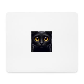 Niedliche schwarze Katze mit grossen gelben Augen - Mousepad (Querformat) - Weiß - Vorne