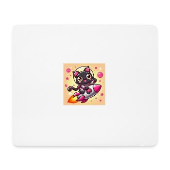 Space Kitty sur une fusée dans l’espace - Tapis de souris (format paysage) - blanc - Devant
