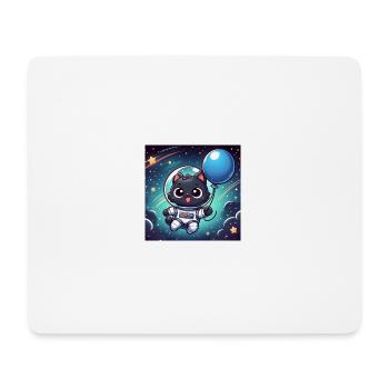 Space Kitty with blue balloon in space - Mouse Pad (horizontal) - white - Front